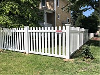 <b>4 foot high white pvc picket fence with Dog ear pickets and contemporary picket style</b>